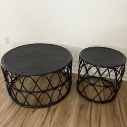 Black Rattan Coffee And Side Tables