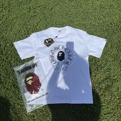 bape x chrome heart bape tees white