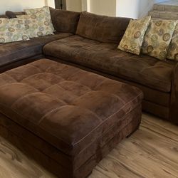 For Sale brown Fabric Sectional Sofa with Ottoman