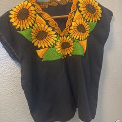 Traditional Mexican Sunflower Blouse