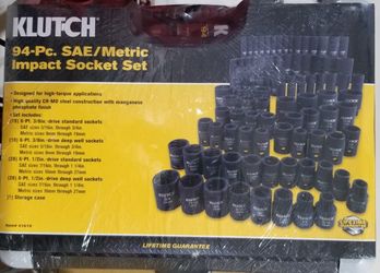 Klutch Impact Socket Set — 94-Pc. 3/8in.- & 1/2in.-Drive, SAE & Metric

