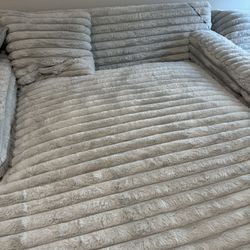 Dovray Gray Upholstered Chaise Lounge And Pillows - Never Used