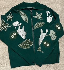 Totoro Knit Zip-Up Cardigan Sweater