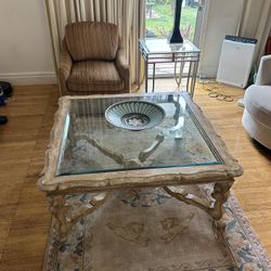 Wooden Coffee Table With Glass
