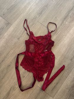 Red Lace Lingerie Teddy Bodysuit size medium
