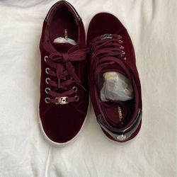 Velvet Burgundy Shoes For Women