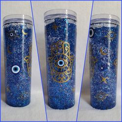 Hamsa And Evil Eye Snowglobe Tumbler Cup