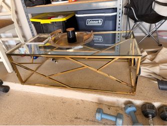 Gold table with glass top