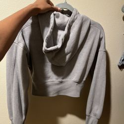 Grey Cropped Zip Up
