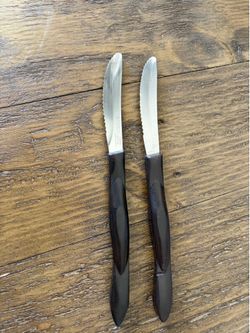 2 pcs Cutco Table Knife - BLACK Handle Model #1759KN & #1759 KJ 3 1/4" Blade Made In USA