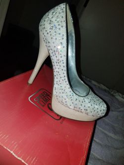 White sequin heel