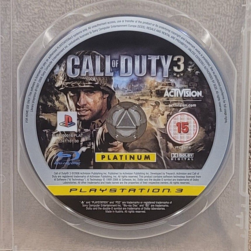 CALL of DUTY 3 (2007 PS3) CoD WAR WWII FPS SHOOTER SONY PLAYSTATION PS VIDEO GAME DISK DISC