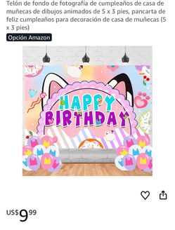 Gabby's Dollhouse Happy Birthday Backdrop 5x3 ft