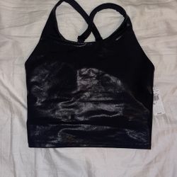 Old Navy Black Leather-like Crop Top (S)