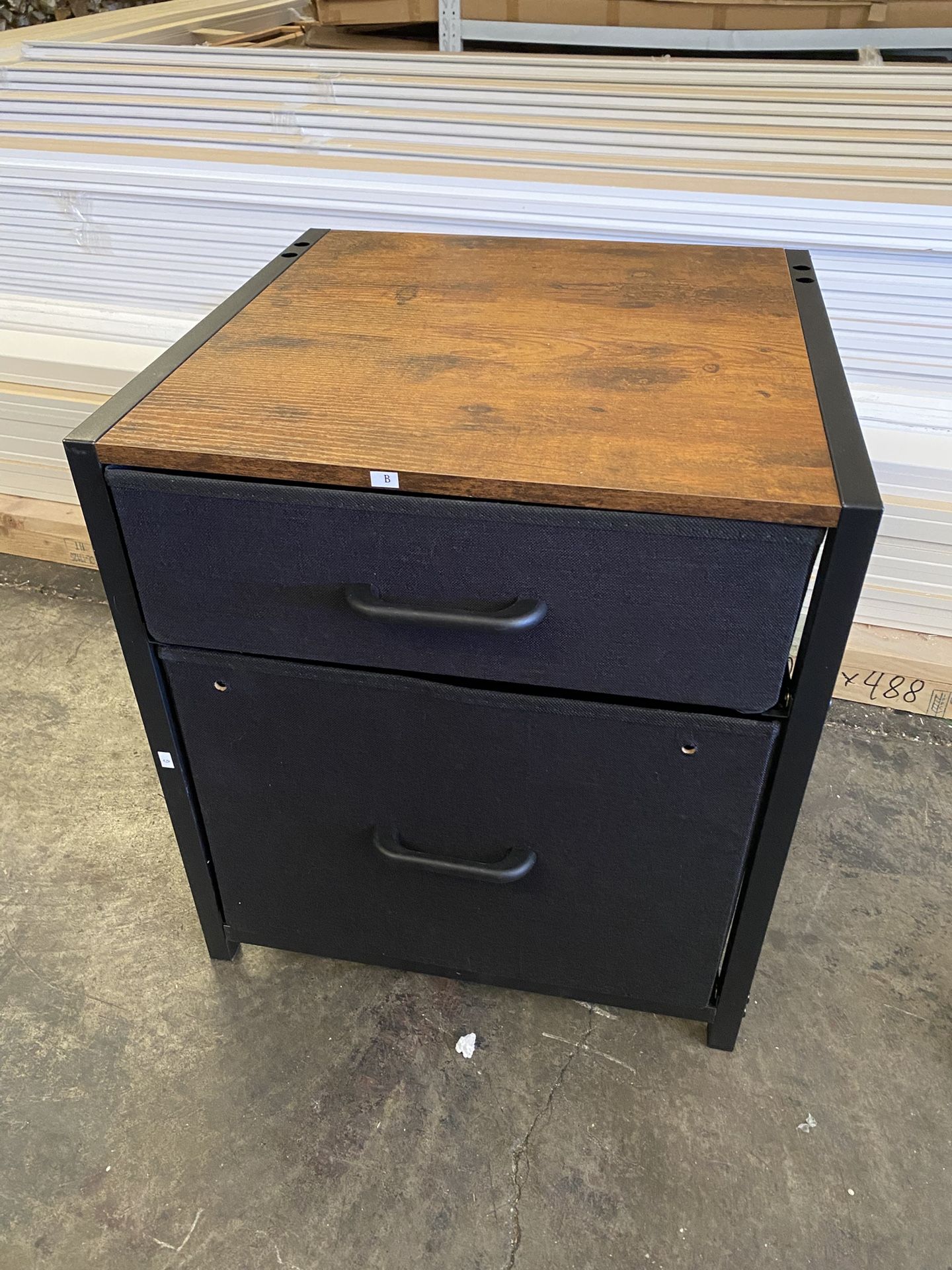 2 Fabric Drawer File Cabinet Night Stand Brown