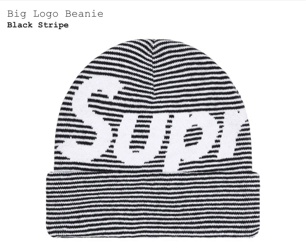 Supreme Big Logo Beanie Black Stripe