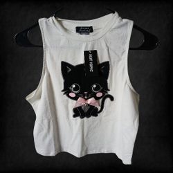 New Womens Hot Topic Cat With Bell Graphic Tee
