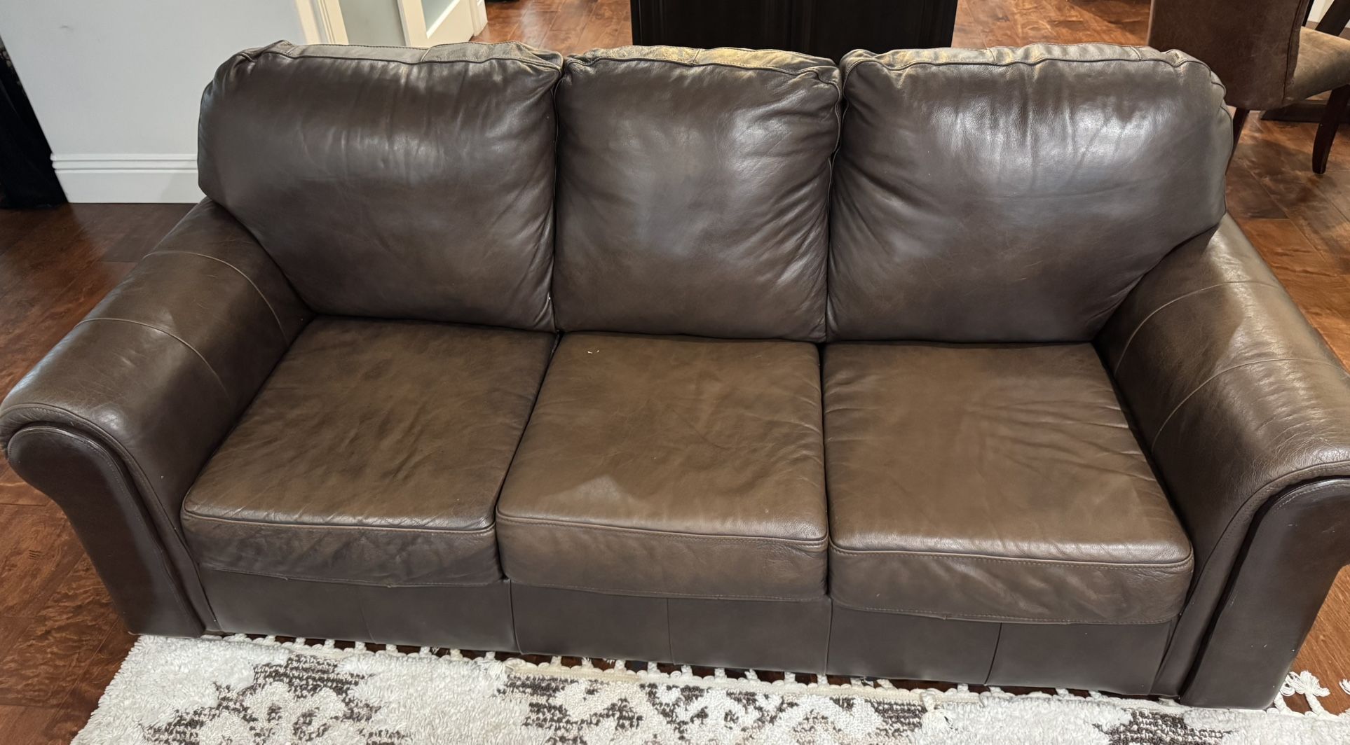 LEATHER COUCH AND CHAIR