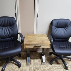 Black Leather Office Chair Mid Back LIKE NEW
