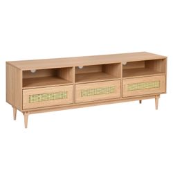 Rattan 64'' TV Stand for TVs up to 75" W Decorated Drawers