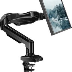 HUANUO Single Monitor Mount, 13 to 32 Inch Gas Monitor Arm, Adjustable Stand, Vesa Mount with Clamp and Grommet Base 