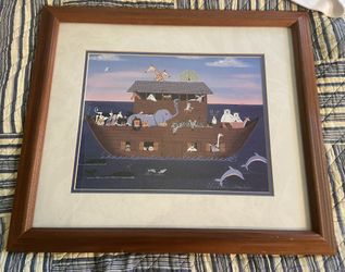 Colleen Sgroi Framed Noah’s Ark Art 21 1/2” X 18 1/2”