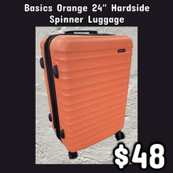 NEW Basics Orange 24" Hardside Spinner Luggage: Njft 