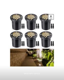 SUNVIE 6-Pack 12W Low Voltage LED Landscape Well Lights Grated Top 3000K 12-24V
