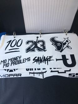 Tool box or Hard hat decals, Vehicle windows as well