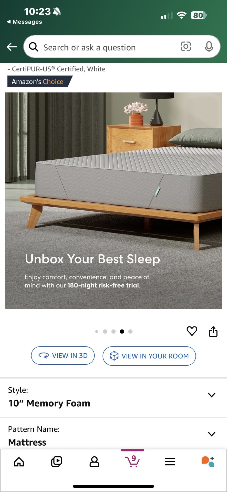 Matterss 10” Memory foam