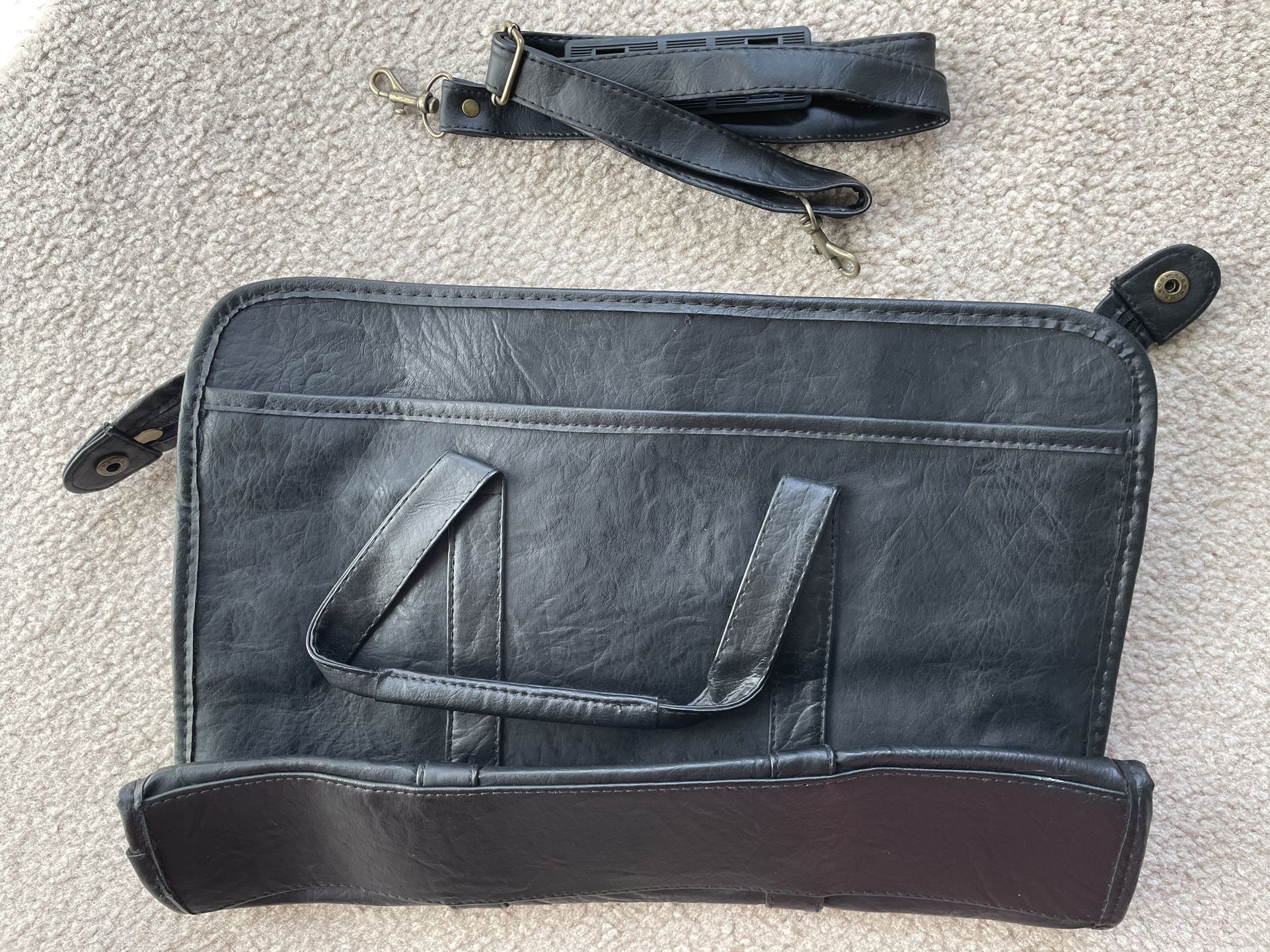 Computer Messenger Shoulder Satchel Bag Black Faux Leather