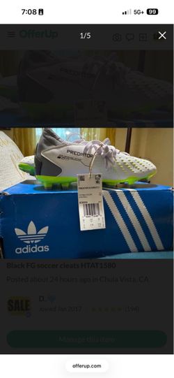 Adidas Predator  size 3 Kids White Black soccer cleats