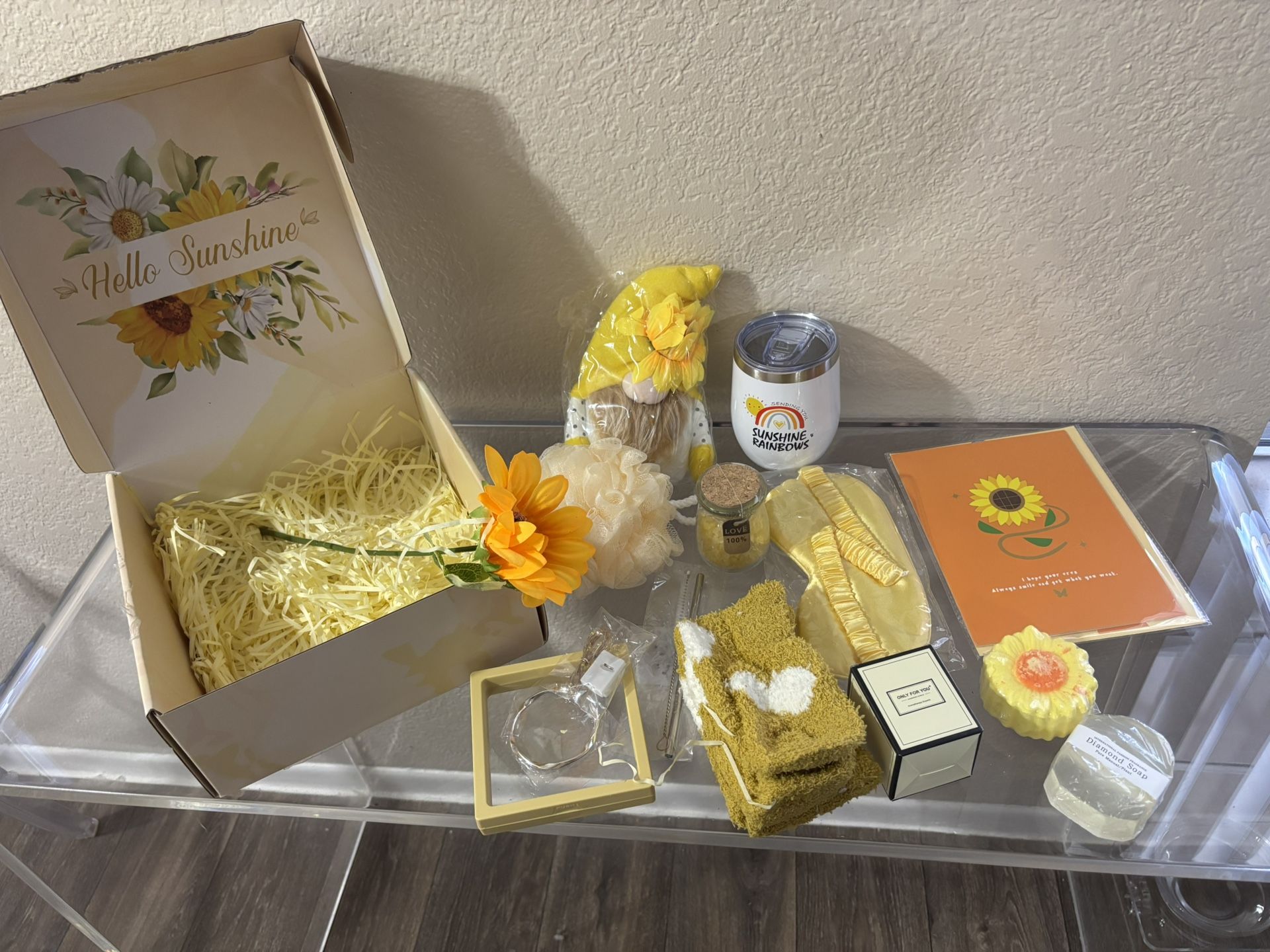 , Sunflower Gifts for Mom Women - Birthday Gifts Sending Sunshine Christmas Gifts Basket Self Care Package Gift Box Gift Unique Gift Bask