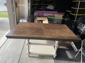 Tall Farmhouse Solid Wood White/brown Kitchen Table