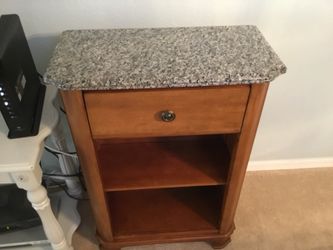Nightstand/ bookcase marble top.