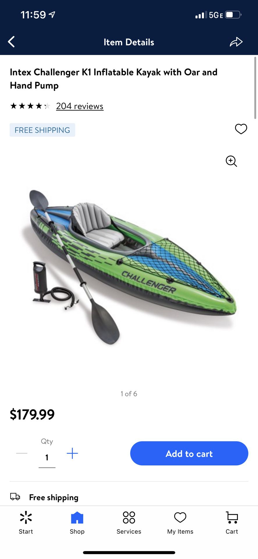 Photo Intex Challenger K1 Inflatable Kayak with Oar and Hand Pump