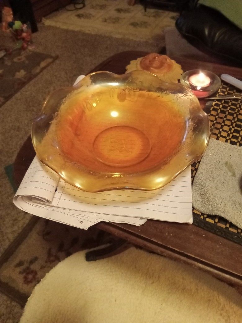 Vintage Marigold Carnival Glass Bowl