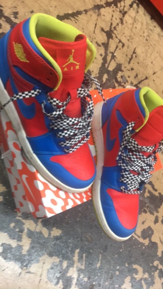 2014 Nike Air Jordan 1 Retro High Racing Pack 705300-615 Size 7Y