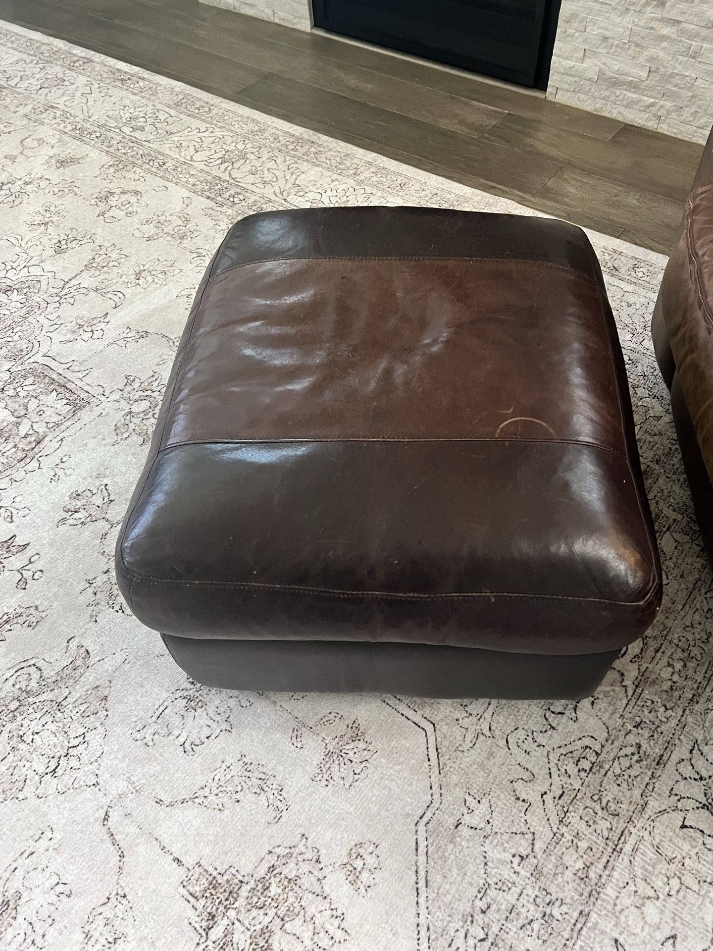 Real leather ottoman