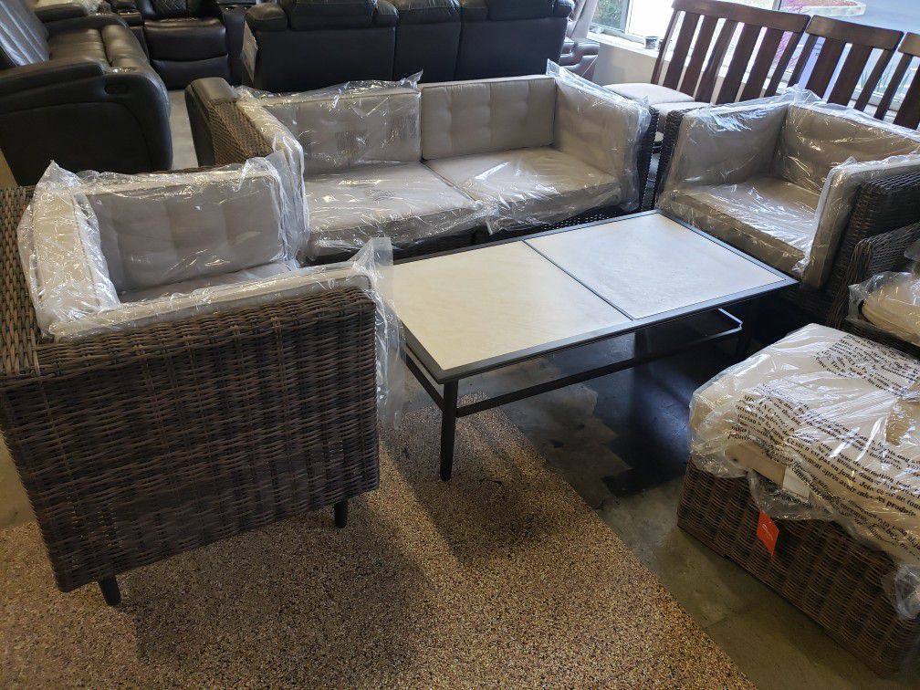 New 4pc outdoor patio furniture set sunbrella fabric tax included