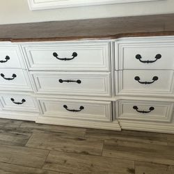 Solid Wood Dresser White Refurbished 