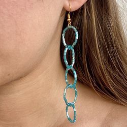 Beaded Earrings Turquoise Multi Hoops 