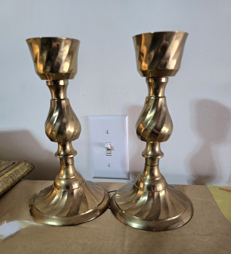 Vintage 9" Brass Candle Holders Candlestick