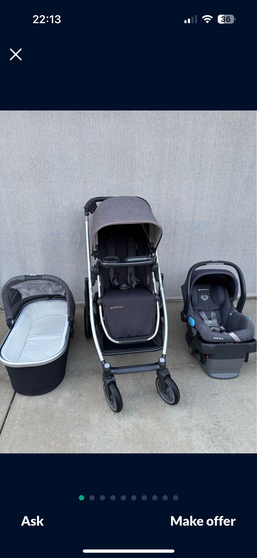 Uppa Baby Cruz V2 Stroller, Bassinet & Mesa Car Seat (Whole Set)