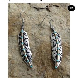 Sterling silver natural gemstone turquoise earrings