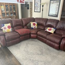 Free Leather Couch And Queen Wood Headboard 