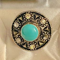 Vintage Bollywood turquoise Adjustable Ring and the other one is size 6 No markings asking $25 for both price 