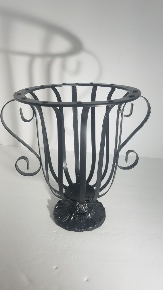 Vintage Gothic Medieval Wrought Iron side Handles Candle / plant Holder