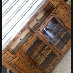 Heavy oak wood tv console