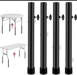Table Leg Extensions for Straight/Bent Folding Tables, Metal Extenders Risers